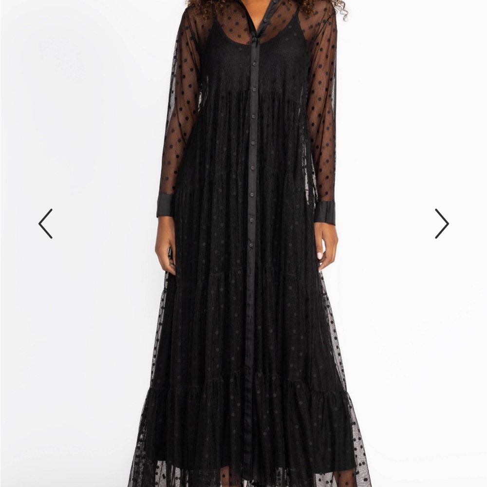 NWT Johnny Was Black Polka Dot Long Sleeve Dress